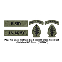 1:6 Scale U.S. Vietnam Era Special Forces Patch Set - Subdued OD Green ("KIRBY")